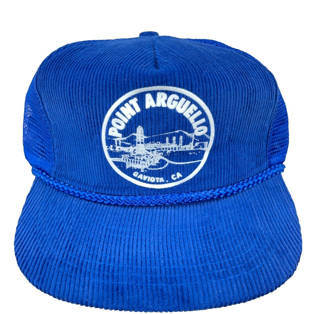 Vintage Chevron Pipe‎ Line Trucker Hat Snapback Rope Corduroy 90s Point Arguello